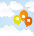 Paper clouds with balloons vector image