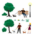 Colorful city park elements collection Colorful city park elements collection vector image