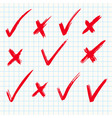 Red painted ticks vector image