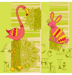 Flamingo and rabbit vector image