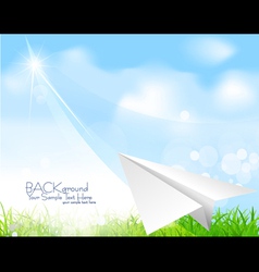 Flying paper plane background vector image