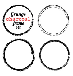 Set of four grunge circle charcoal frames vector image