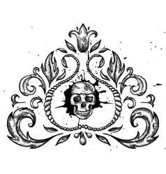 Design element with skull and leaves vector image