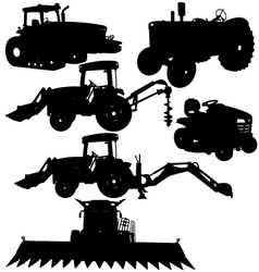 Farm equipments silhouettes vector image