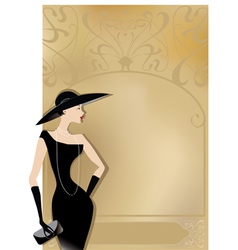 Lady in black at vntage poster vector image