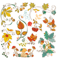 Set of decorative Autumn branches leaves vector image