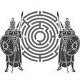 Labyrinth and guards stencil vector image