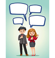 News reporter with speech bubbles vector image