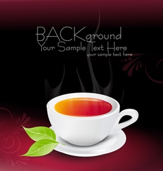 Tea cup with leaves vector image