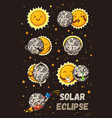Cute moon practice of yoga solar eclipse in vector image