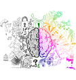 Brain hemispheres sketchy doodles vector image