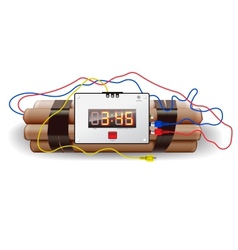 Explosives with alarm clock isolated on white vector image