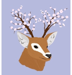 Deer with flowerinf horns vector image