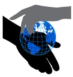 Icon silhouettes of hands and the planet vector image