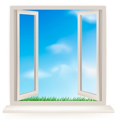Open window with blue sky vector image