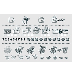 Sketchy Shopping and Commerce Elements Sketchy Shopping and Commerce Elements vector image