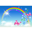 Rainbow and flowers vector image