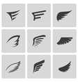 Black wing icons set vector image