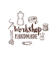 Hand drawn typography poster with dressmaking vector image