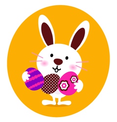 Bunny holding easter eggs vector image