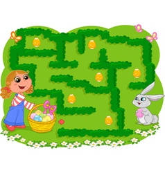 Kids game Easter maze vector image
