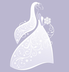 Bride in white wedding dress vector image