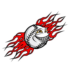 Baseball ball with flames vector image