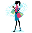 Beautiful woman shopping with coffee vector image