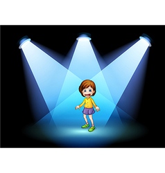 A little girl acting at the center of the stage vector image