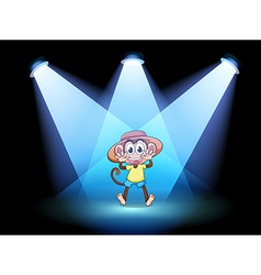 A happy monkey at the center of the stage vector image