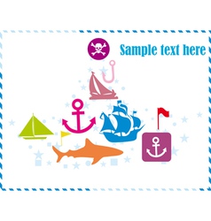 Postcard with pirates set vector image