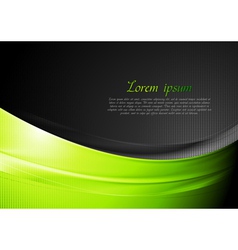 Green and black wavy background vector image