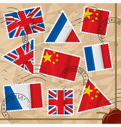 Postage stamps with flags vector image