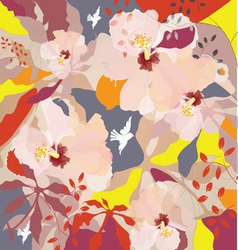 Poster with birds and flowers vector image