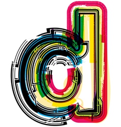 Colorful Grunge font LETTER d vector image