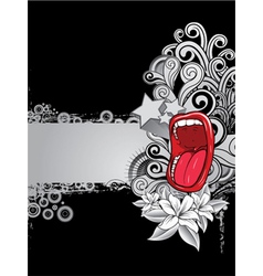 Mouth with floral background vector image