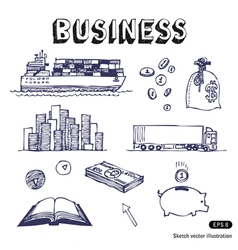 Business finance and transportation icon set vector image