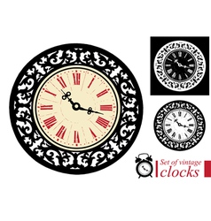 Set of vintage clocks vector image