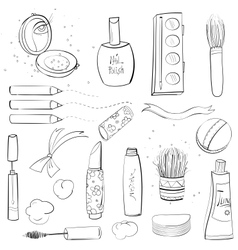 Makeup Set Sketch Drawing vector image