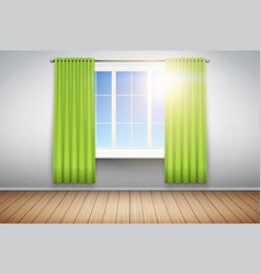 Empty room with window and wooden parquet floor Vector Image