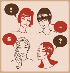 Woman characters retro comics style vector image