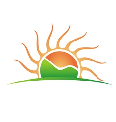 Sun with green mountain Sun with green mountain vector image