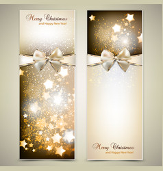 Greeting cards with white bows and copy space vector image