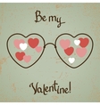 Valentine card with glasses heart Vintage design vector image