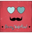 Valentine card with glasses heart and mustache vector image