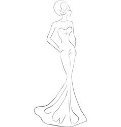 Woman in evening maxi dress vector image