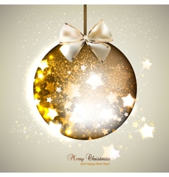 Elegant shiny christmas ball with ribbon Christmas vector image