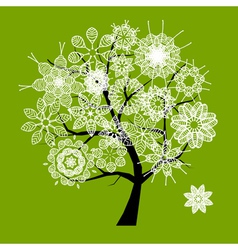 Spring beautiful white tree vector image