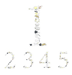 Decorative numbers with food element numbers 12345 vector image