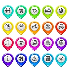 Map marker with icons-set one vector image